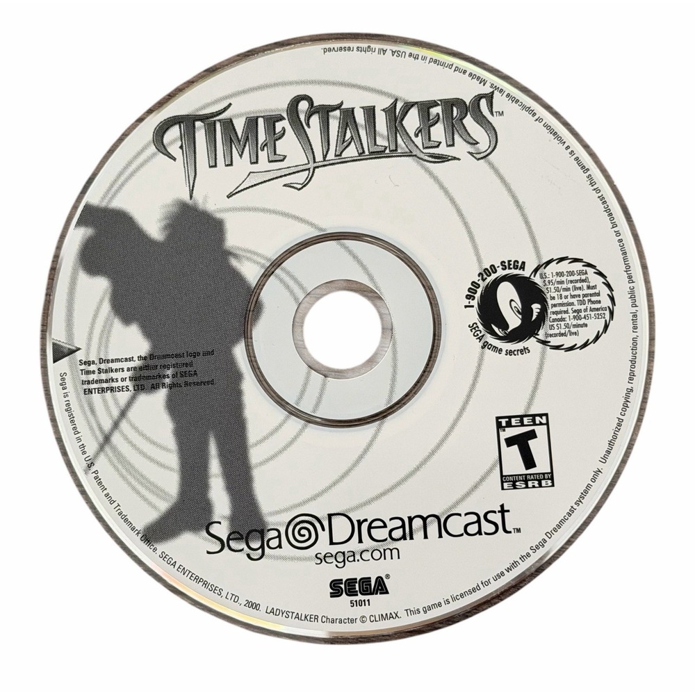 Time Stalkers (Sega Dreamcast, 2000) Tested Game Disc Only